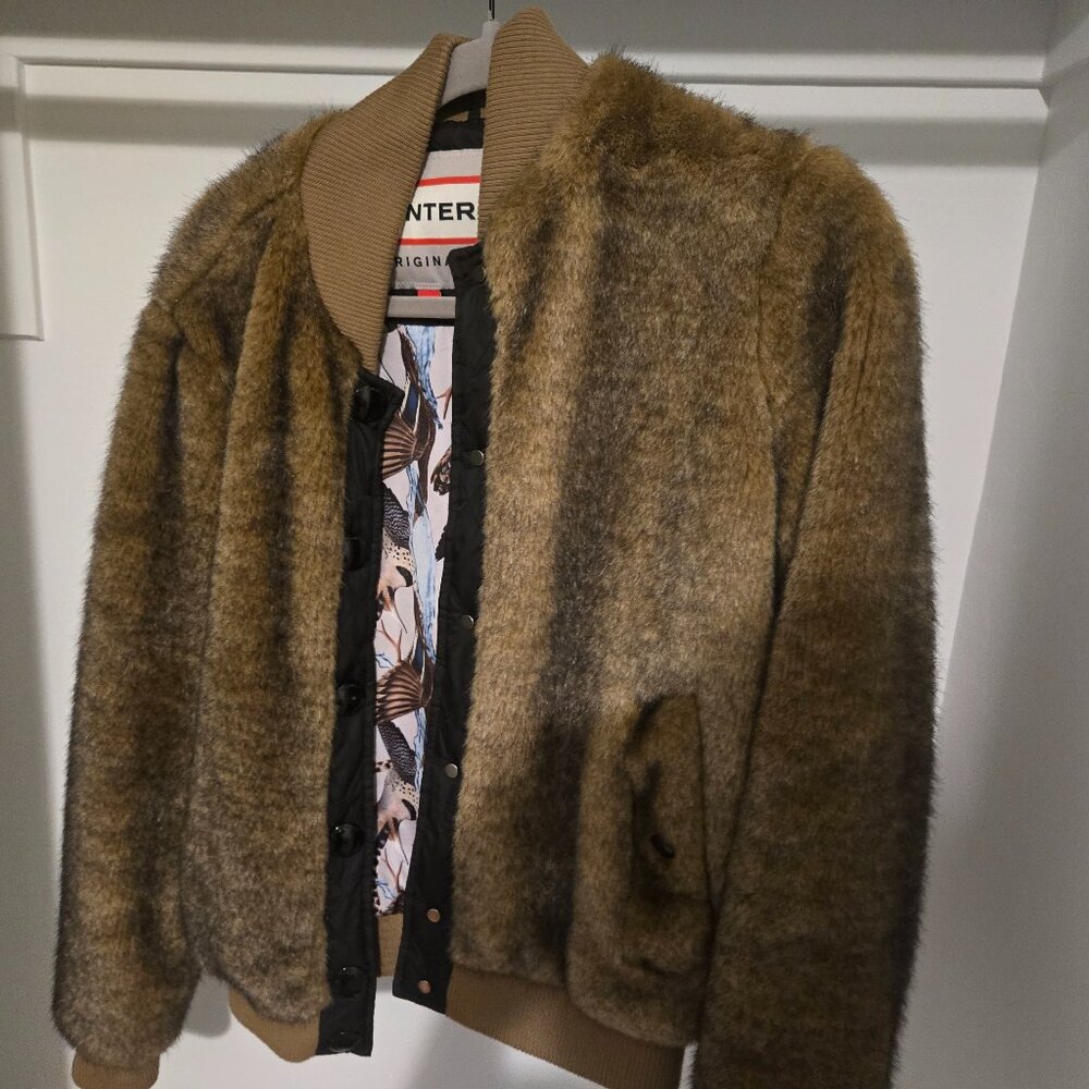 HUNTER Original Faux Fur Bomber Jacket - Brown (Small)